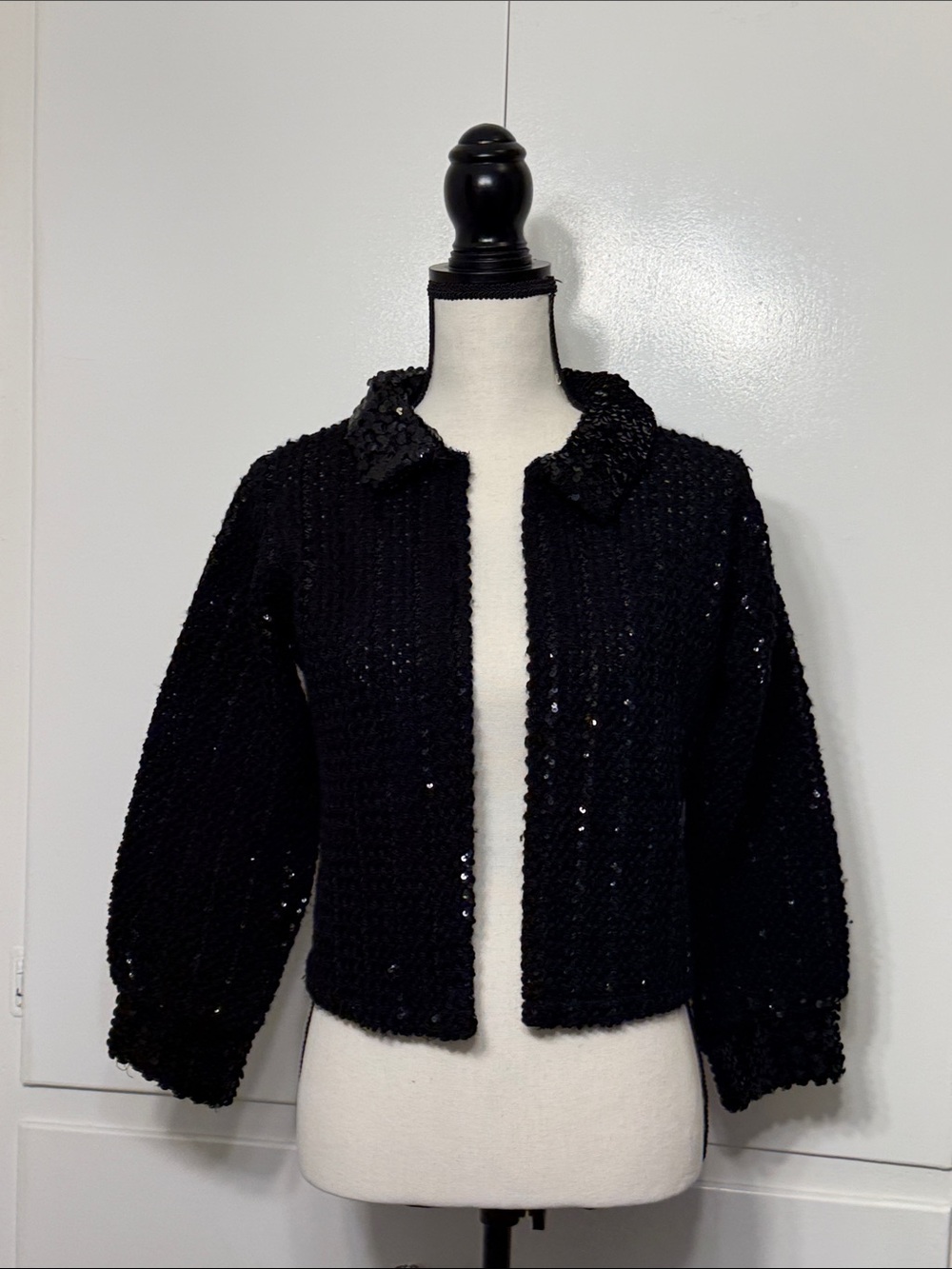 Toppettes Vintage Open Front Sequin Cardigan Sweater